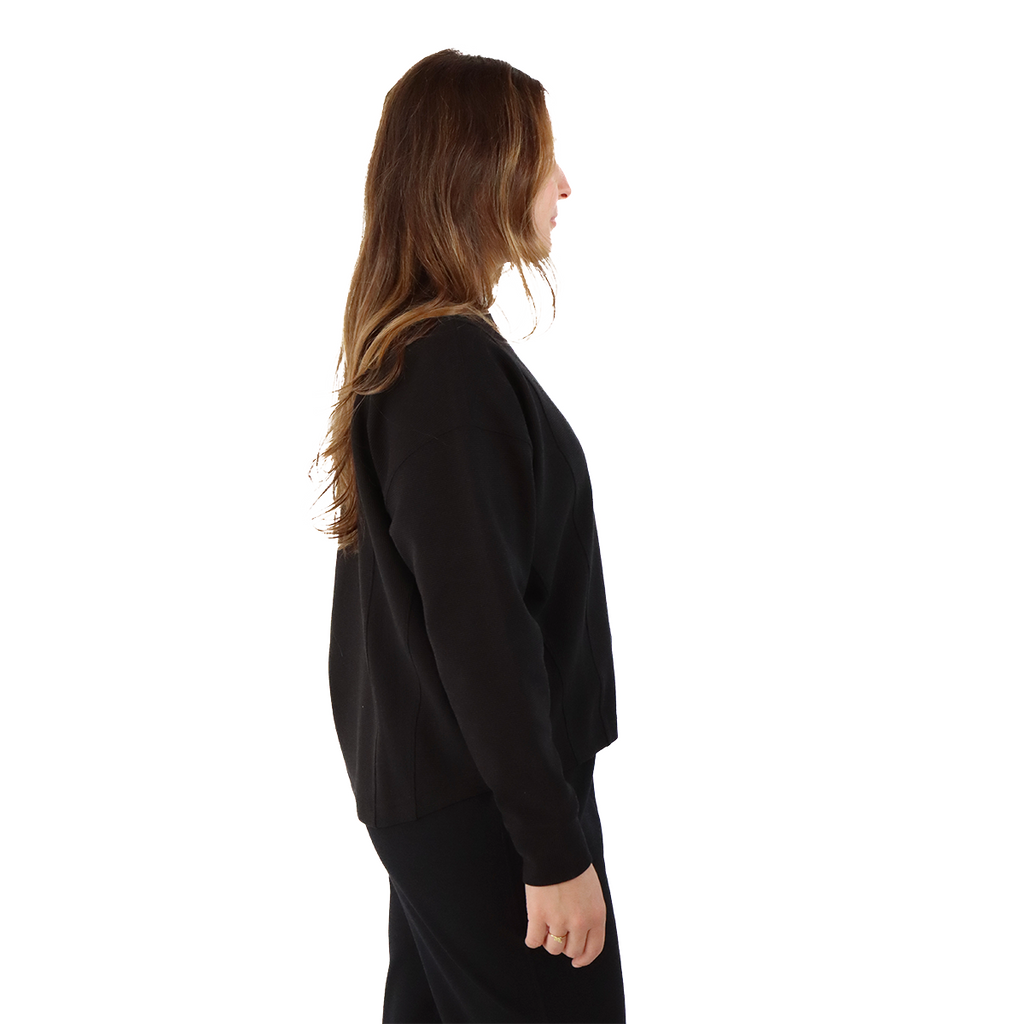 F2R Ottoman Rib Long Sleeve Top — Black — Size XSmall — Lifestyle View
