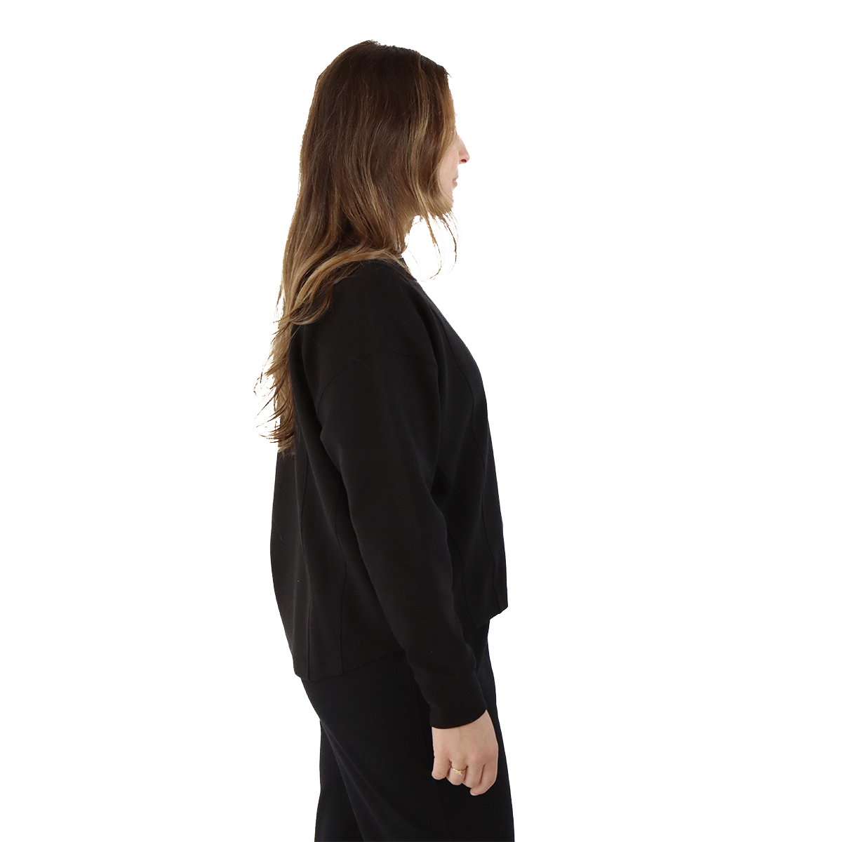 F2R Ottoman Rib Long Sleeve Top — Black — Size XSmall — Lifestyle View