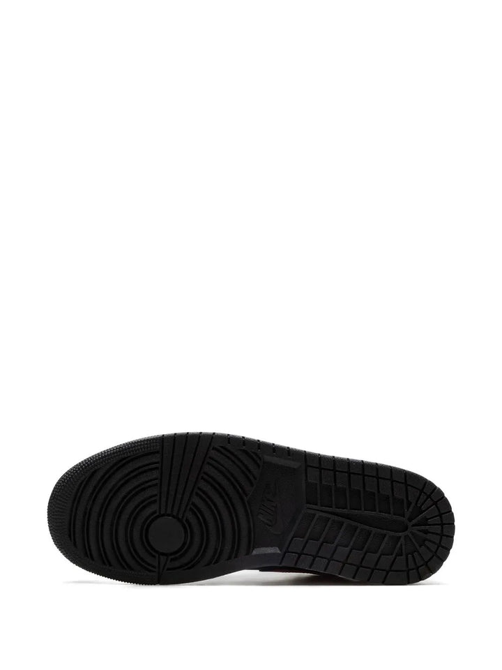 Air Jordan 1 Low White Toe Sneakers — Black/Red/White — Size US M 9.5 - US W 11 — Top View