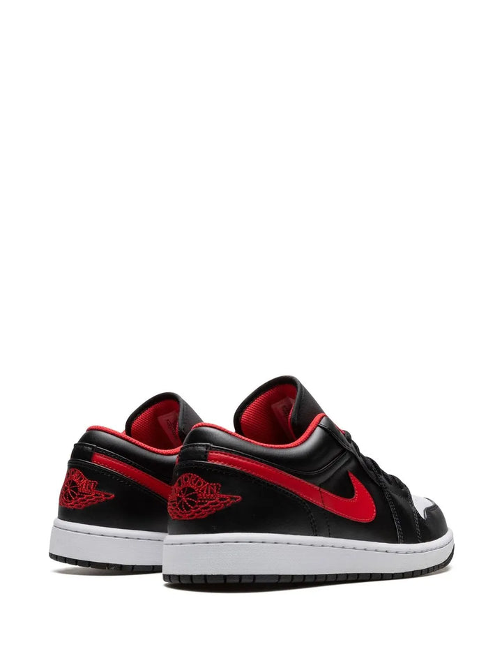Air Jordan 1 Low White Toe Sneakers — Black/Red/White — Size US M 9.5 - US W 11 — Back View