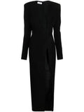 Monot Plunging V Neck Dress — Black — Size S — Front View