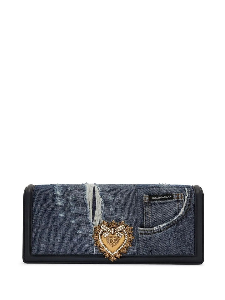 Dolce Gabbana Devotion Patchwork Denim Shoulder Bag — Same as shown — Size One Size — Front View