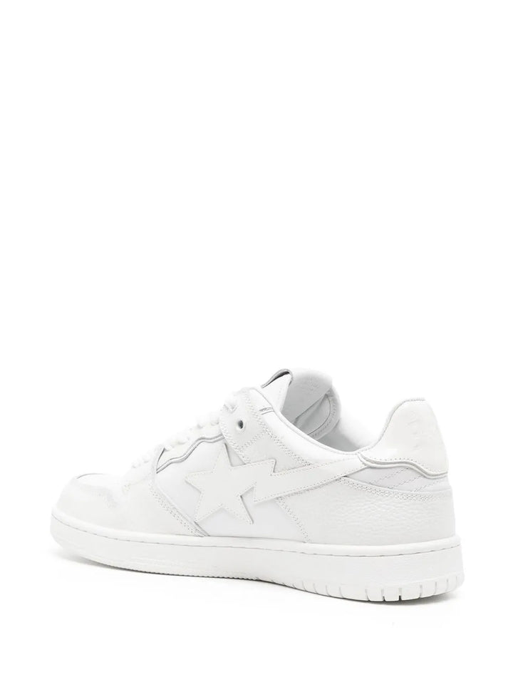 A Bathing Ape?Star-Patch Lace-Up Sneakers — White — Size US M 5.5 - US W 7 — Back View