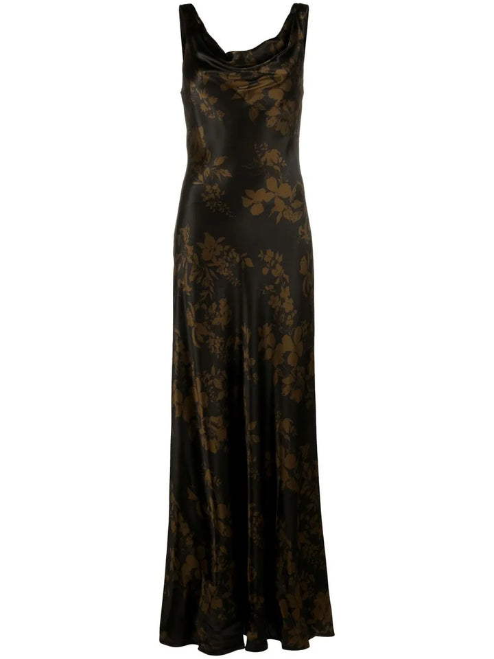 Reformation Annabelle Silk Gown — Black/ Red — Size XS — Front View