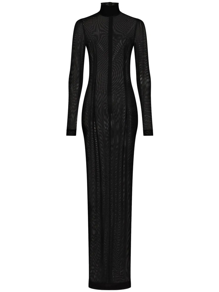 Dolce Gabbana Kim Dolcegabbana Tulle Maxi Dress — Black — Size XS — Front View