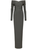 Dolce Gabbana Kim Dolcegabbana Milano Rib Maxi Dress — Grey — Size S — Front View