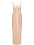 Dolce Gabbana Kim Dolcegabbana Bustier Midi Dress — Beige/ Red — Size S — Front View