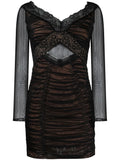 Self Portrait Lace Trim Mesh Mini Dress — Black — Size XS — Front View