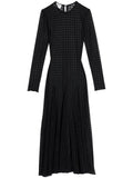 Ami Paris Checked Semi Sheer Midi Dress — Black/ Red — Size L — Front View