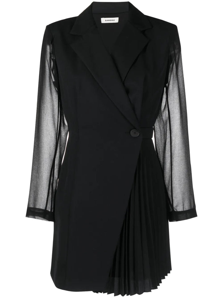 Sandro Panelled Blazer Dress — Black/ Red — Size XS — Front View