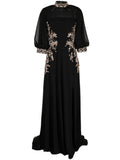 Saiid Kobeisy Sequin Embellishment Long Dress — Black — Size XS — Front View