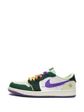 Air Jordan 1 Low Og Doernbecher 2023 Sneakers — Green/Purple/White — Size US M 10.5 - US W 12 — Detail View