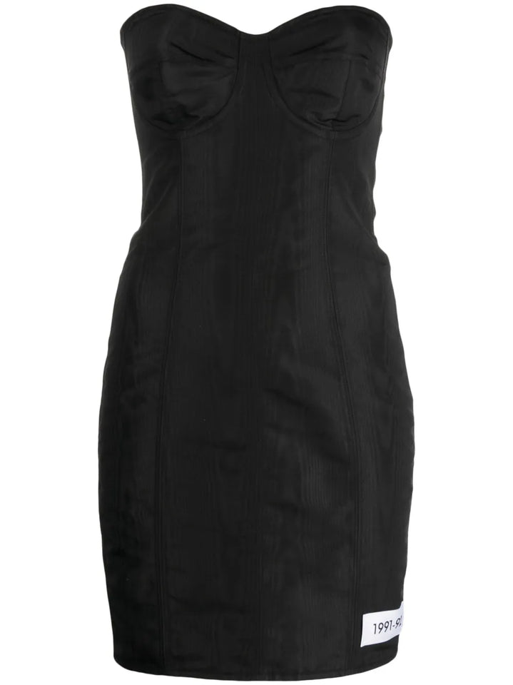 Dolce Gabbana Moire Faille Strapless Minidress — Black — Size XS — Front View