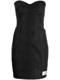Dolce Gabbana Moire Faille Strapless Minidress — Black — Size XS — Front View