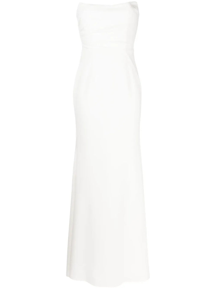 Rachel Gilbert Arlo Strapless Flared Gown — White/ Red/ Ivory — Size XS — Front View