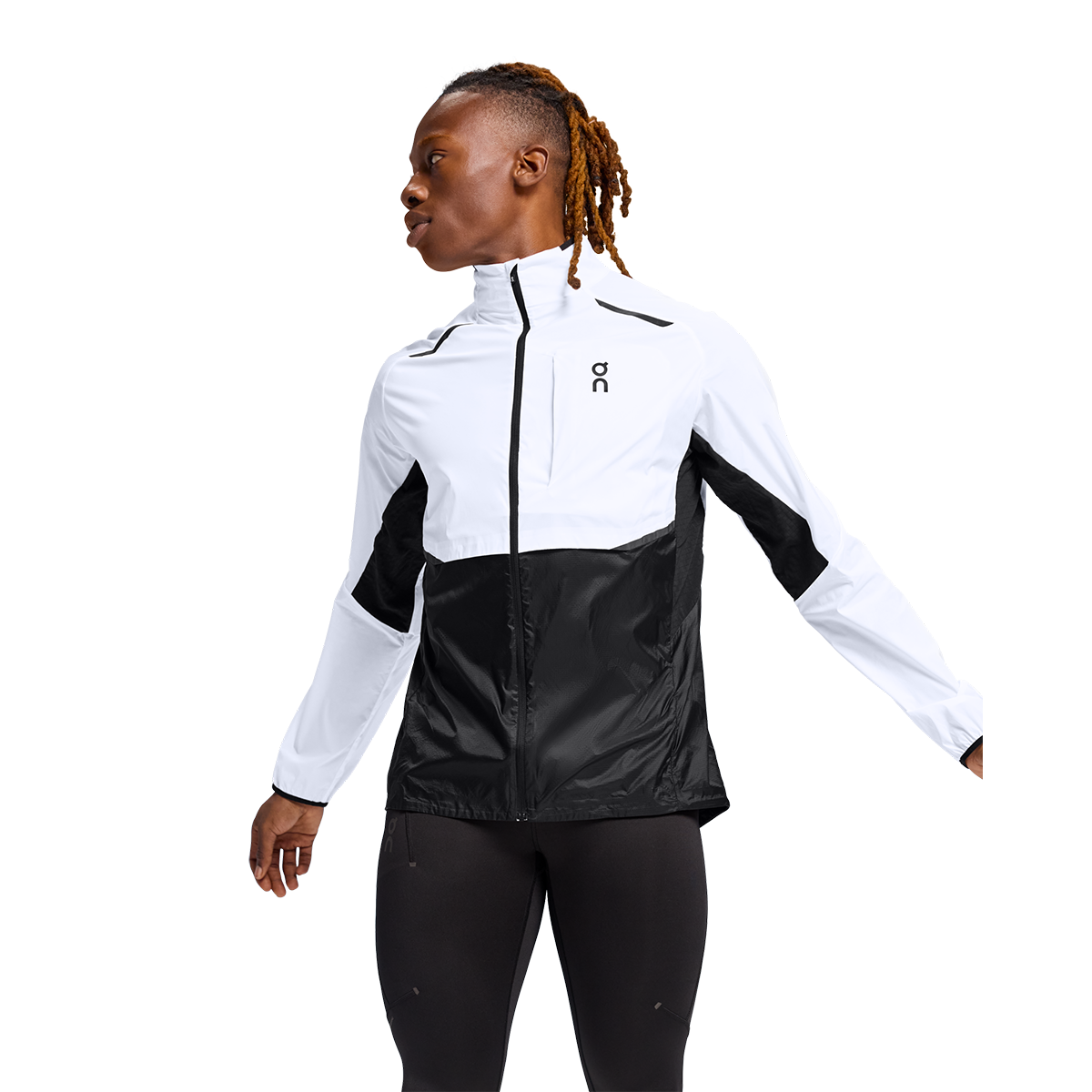 On Weather-Jacket — White - Black — Size Small — Side View