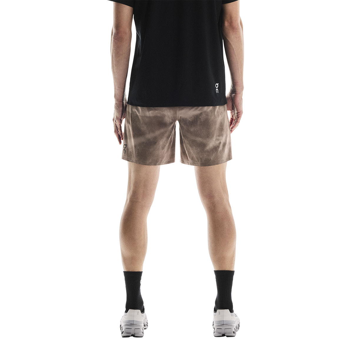ON 7" Performance Shorts AOP — Cinder — Size Small — Side View