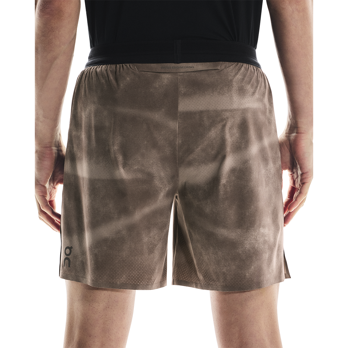 ON 7" Performance Shorts AOP — Cinder — Size Small — Top View