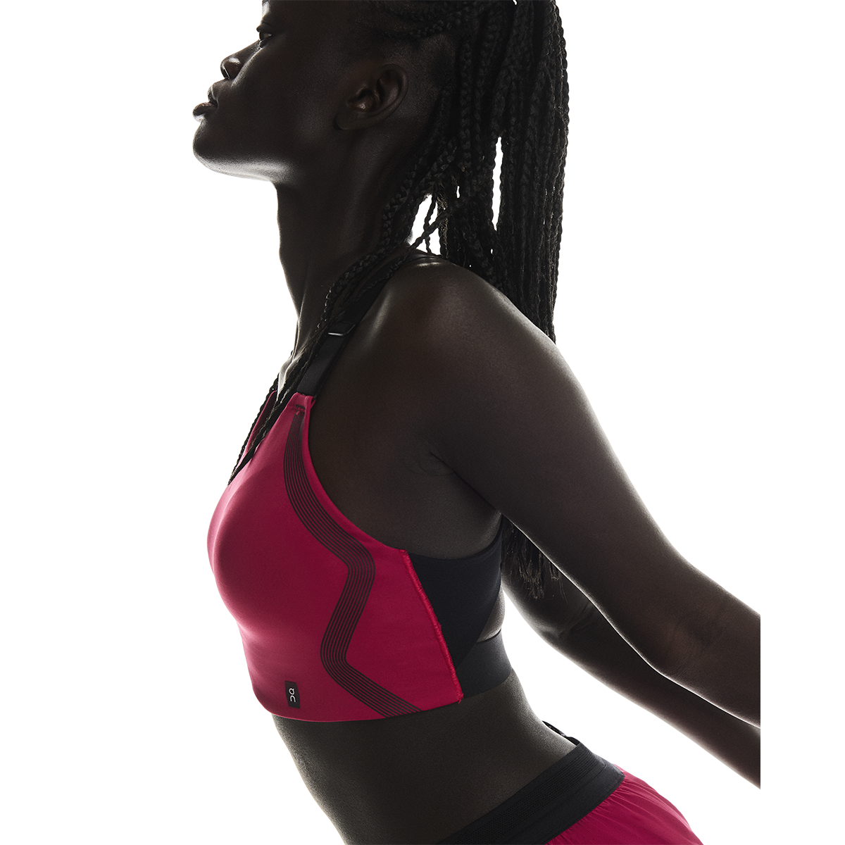 ON Performance Flex Bra — Grenadine - Black — Size XXSmall — Side View
