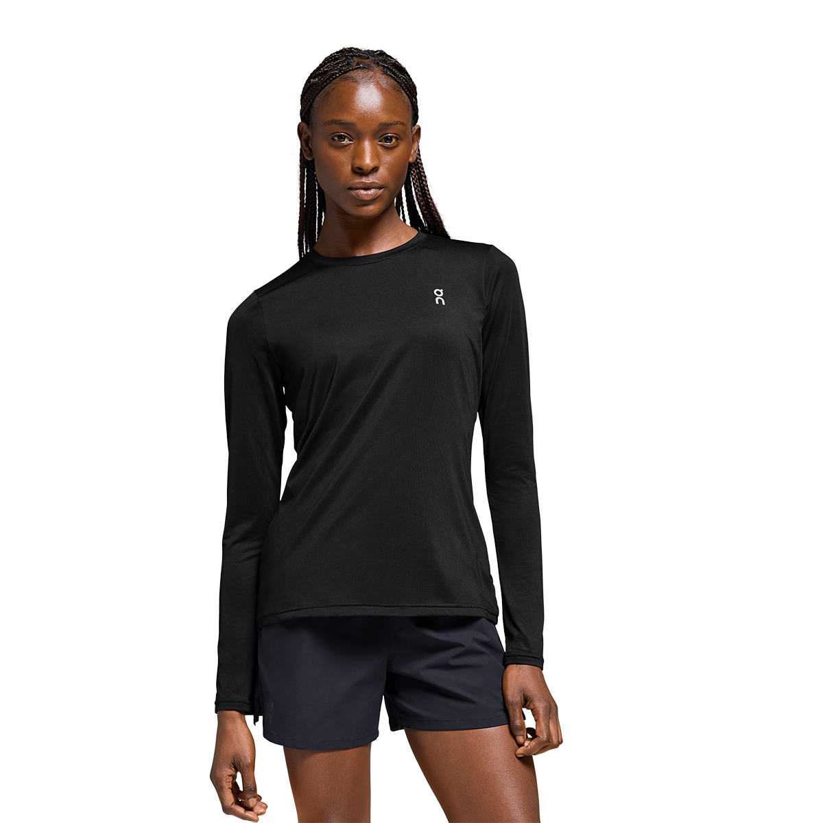 On Core Long-T Black — Black — Size XSmall — Front View