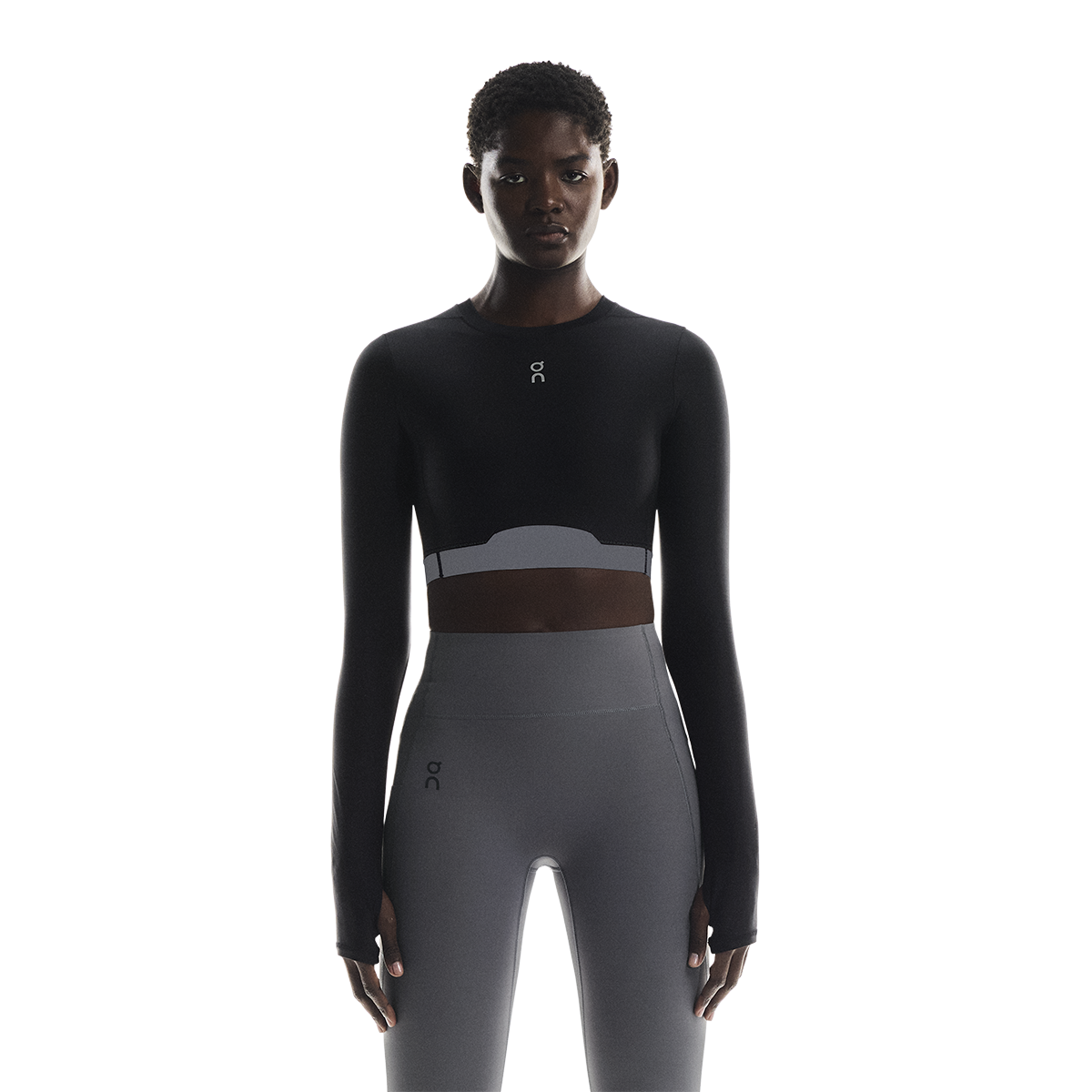 ON Train Long Sleeve Crop — Black — Size Large — Front View