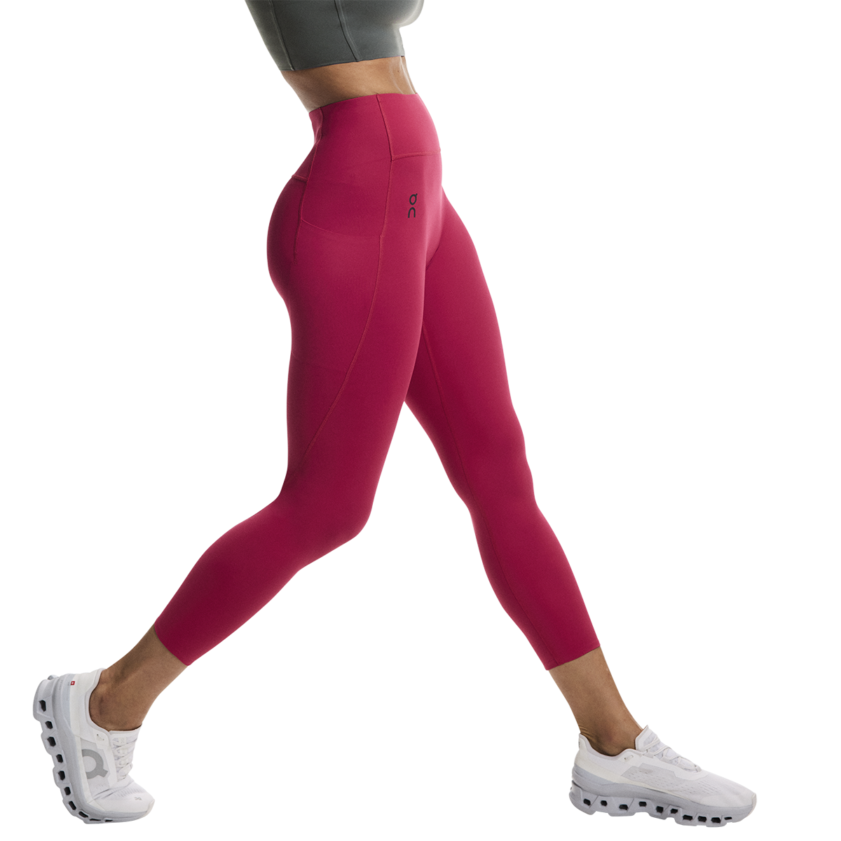 ON Studio Tights 7/8 — Grenadine — Size XSmall — Side View