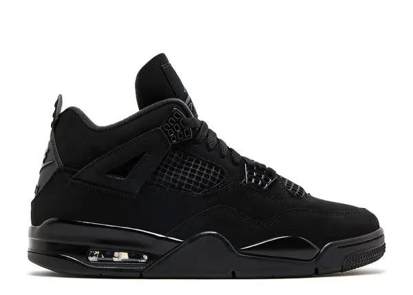 Air Jordan 4 Retro Black Cat — Black/Black/Light Graphite — Size US M 3.5 - US W 5 — Front View