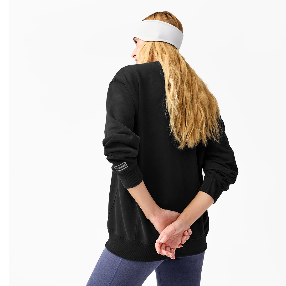 Brooks The Crew Sweatshirt — Black — Size XSmall — Top View