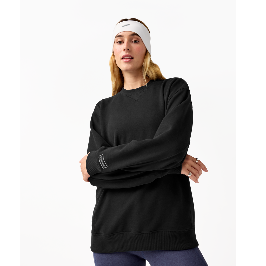 Brooks The Crew Sweatshirt — Black — Size XSmall — Side View