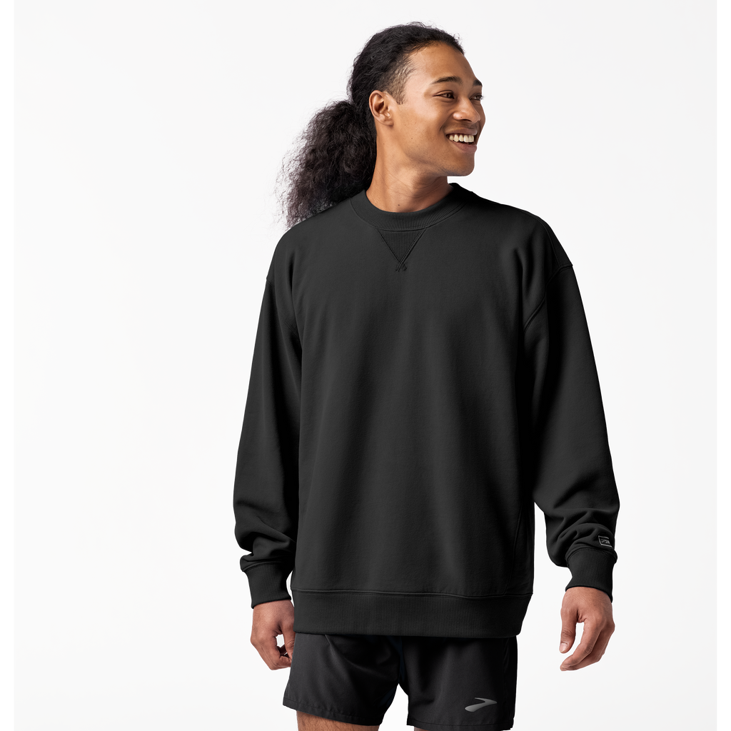Brooks The Crew Sweatshirt — Black — Size XSmall — Front View