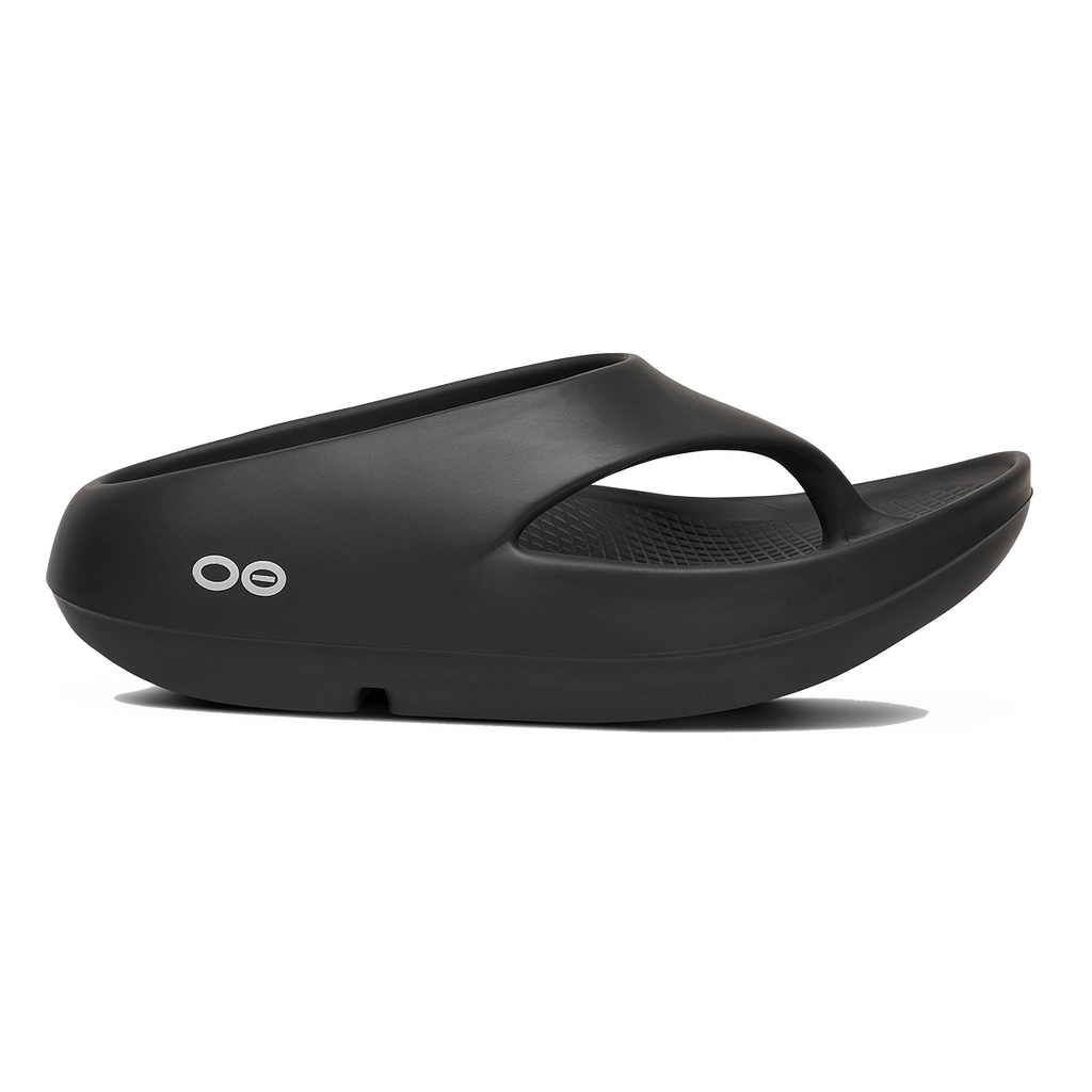 Oofos OOriginal+ Thong — Black — Size D — Width 3 M / 5 W — Front View
