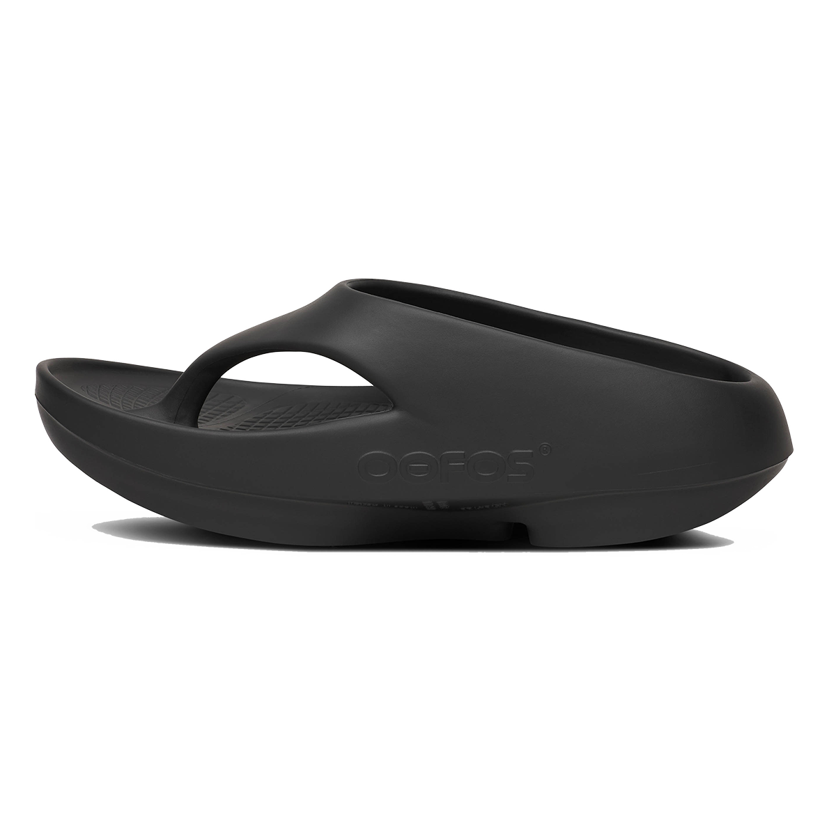 Oofos OOriginal+ Thong — Black — Size D — Width 3 M / 5 W — Side View