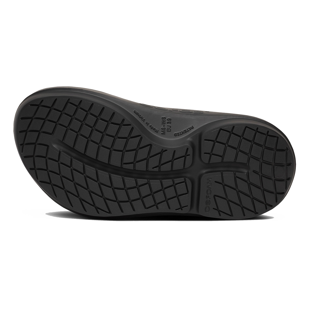 Oofos OOriginal+ Thong — Black — Size D — Width 3 M / 5 W — Top View