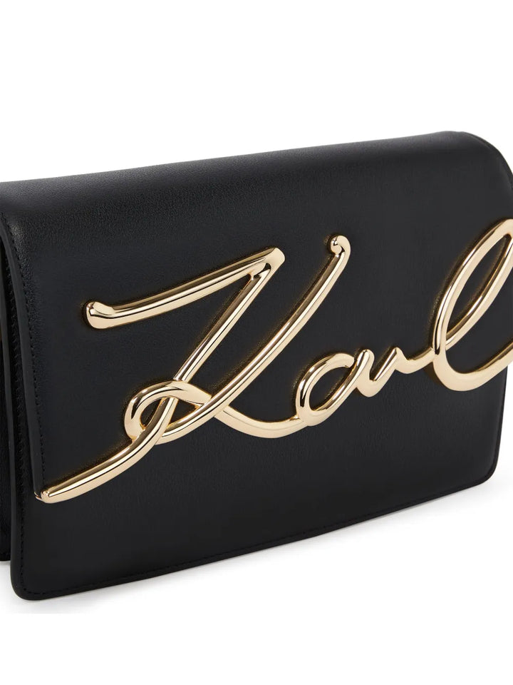 Karl Lagerfeld Medium Signature Leather Shoulder Bag — Same as shown — Size One Size — Top View