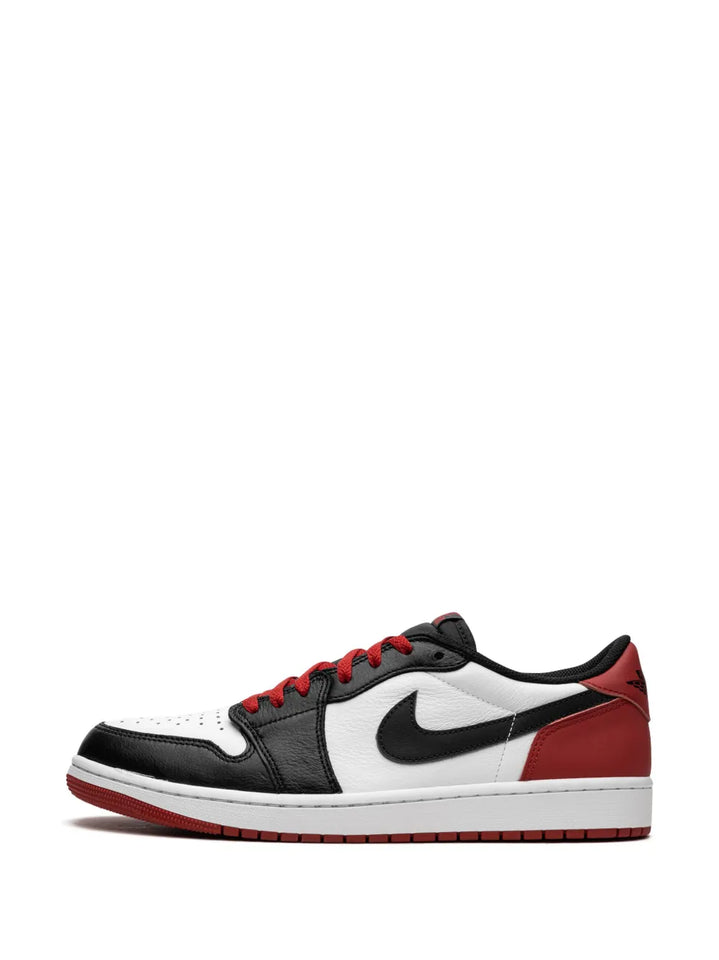 Air Jordan 1 Low Og Black Toe Sneakers — White/Black/Dark Red — Size US M 10.5 - US W 12 — Top View