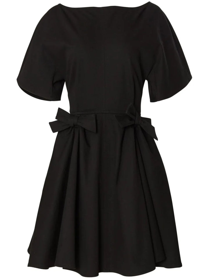 Carolina Herrera Bow Detail V Back Dress — Black — Size S — Front View