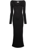 Saint Laurent V Neck Maxi Dress — Black — Size XS — Front View