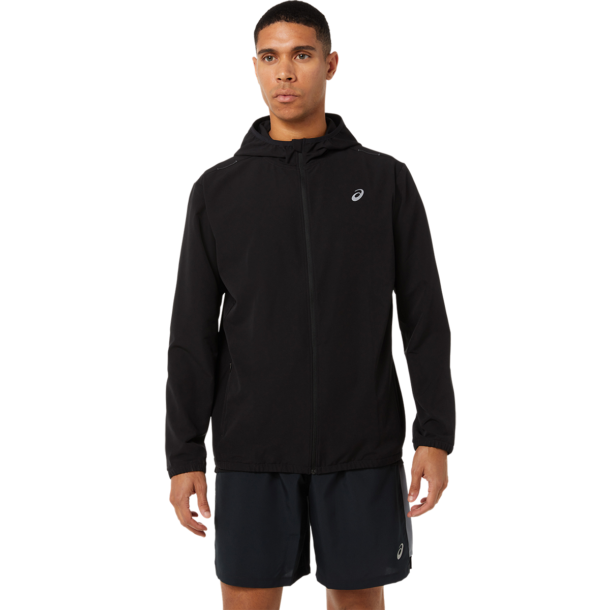 Asics Ready-Set Jacket — Performance Black — Size Small — Front View