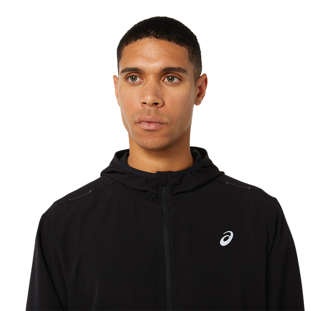 Asics Ready-Set Jacket — Performance Black — Size Small — Top View