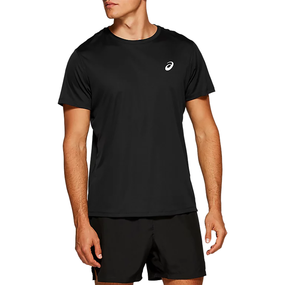 Asics Silver SS Top — Performance Black — Size Large — Front View