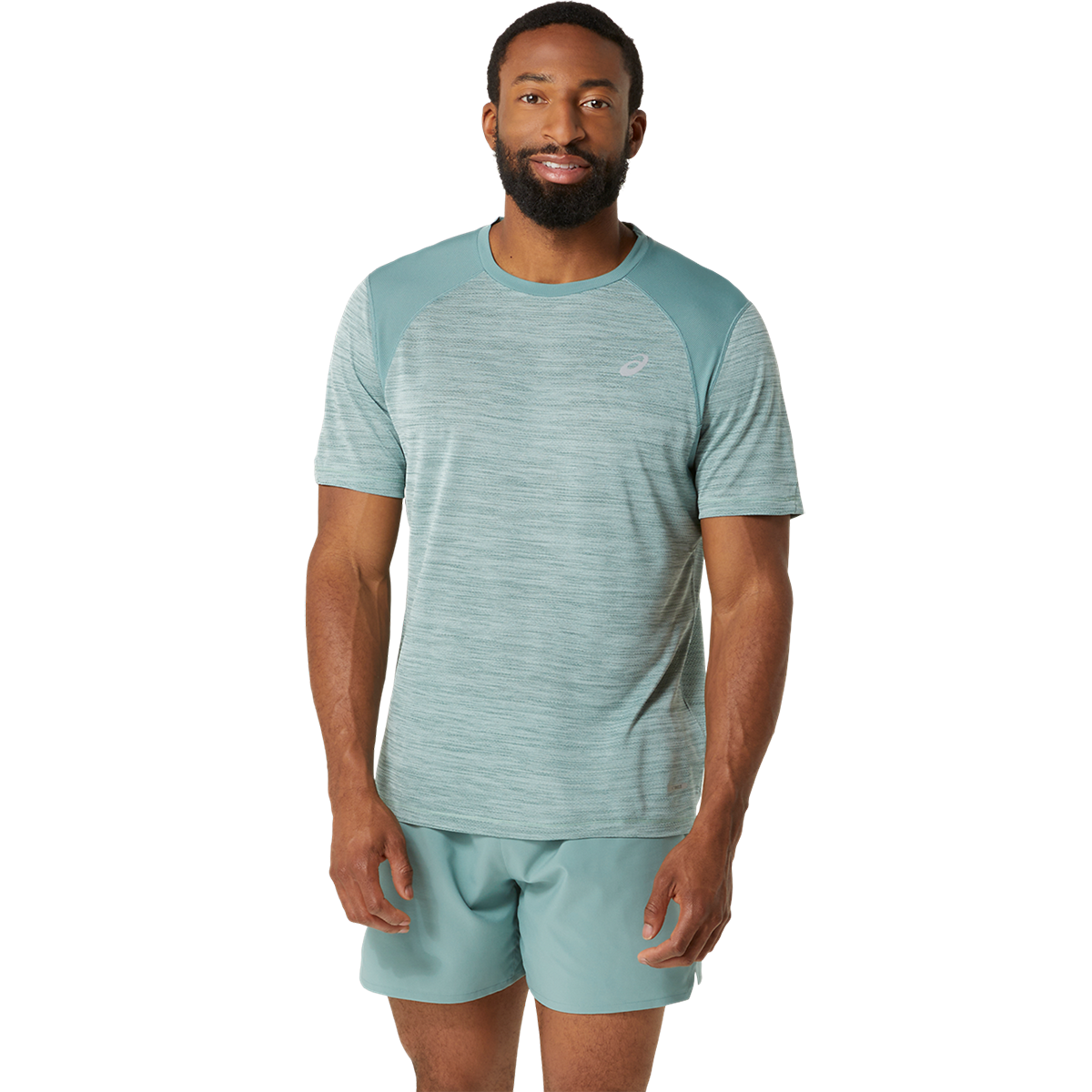 Asics Road Shortsleeve Tee — Light Celadon - Celadon — Size Small — Front View