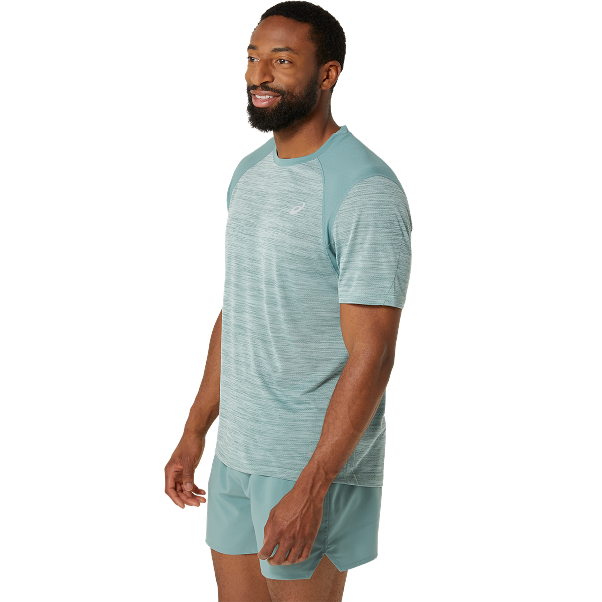 Asics Road Shortsleeve Tee — Light Celadon - Celadon — Size Small — Side View