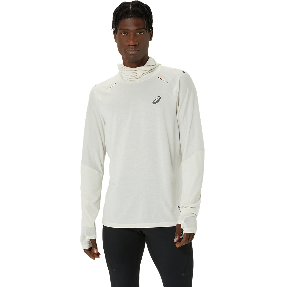 Asics Metarun Winter LS Hoodie — Birch — Size Small — Front View