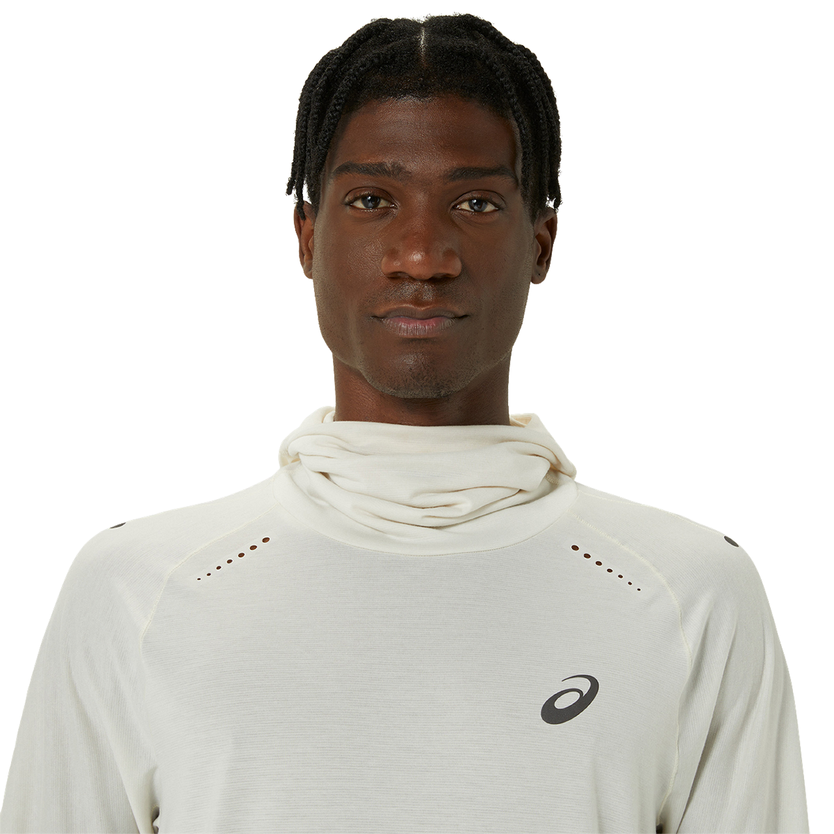 Asics Metarun Winter LS Hoodie — Birch — Size Small — Lifestyle View