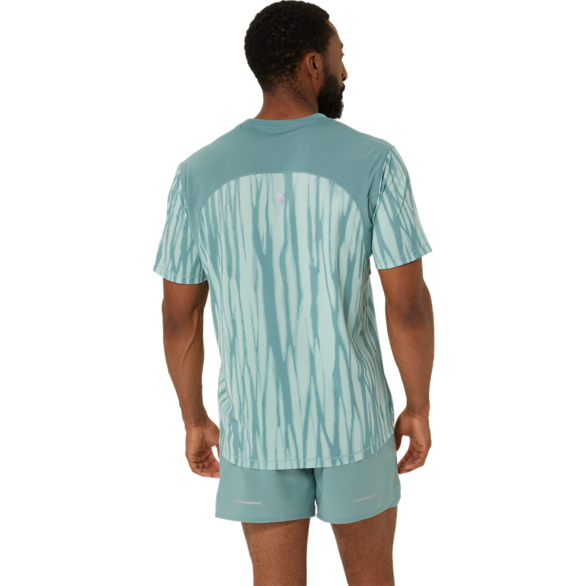 Asics Road All Over Print Shortsleeve Tee — Light Celadon - Celadon — Size Small — Top View