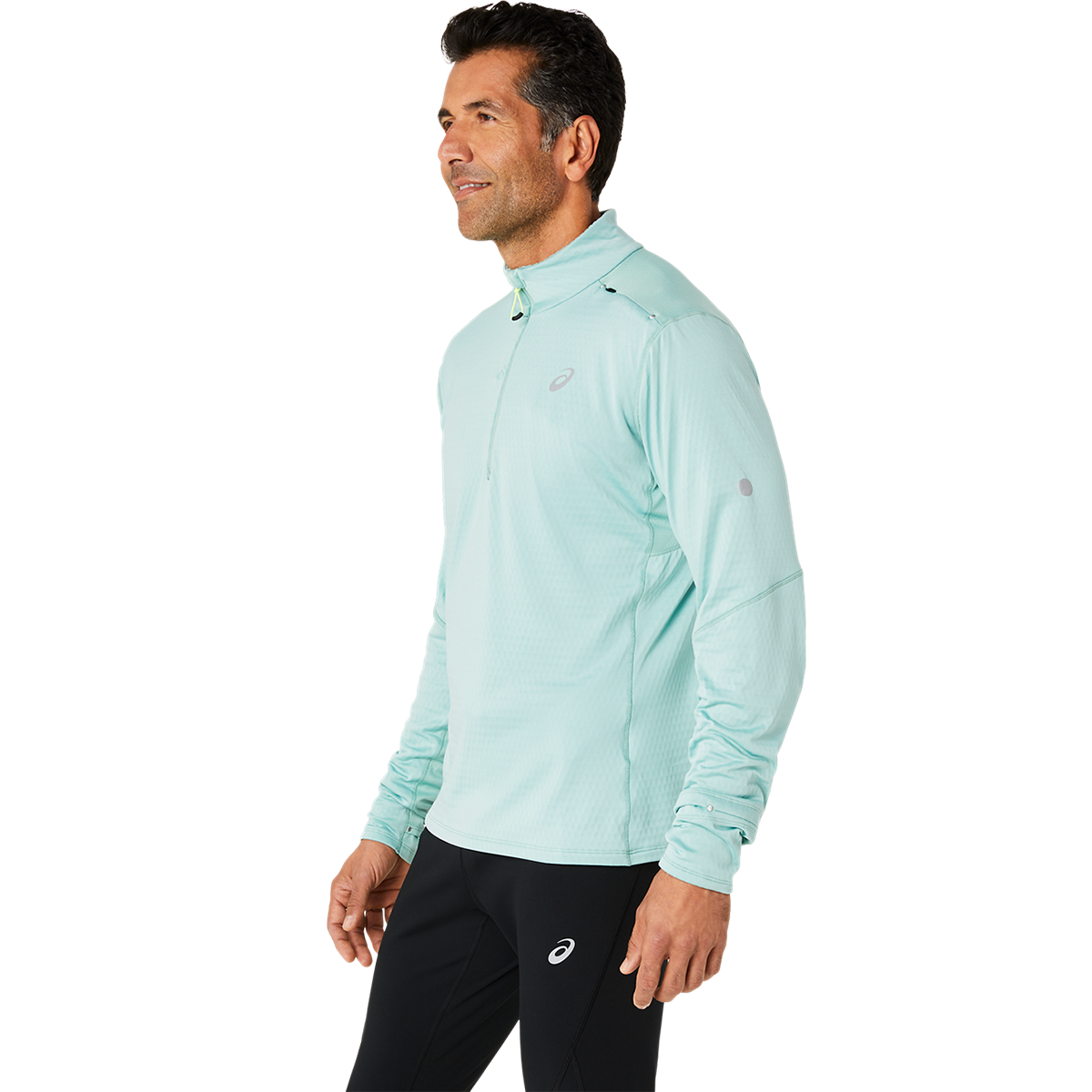 Asics Road Winter 1/2 Zip Mid Layer — Light Celadon — Size Small — Side View