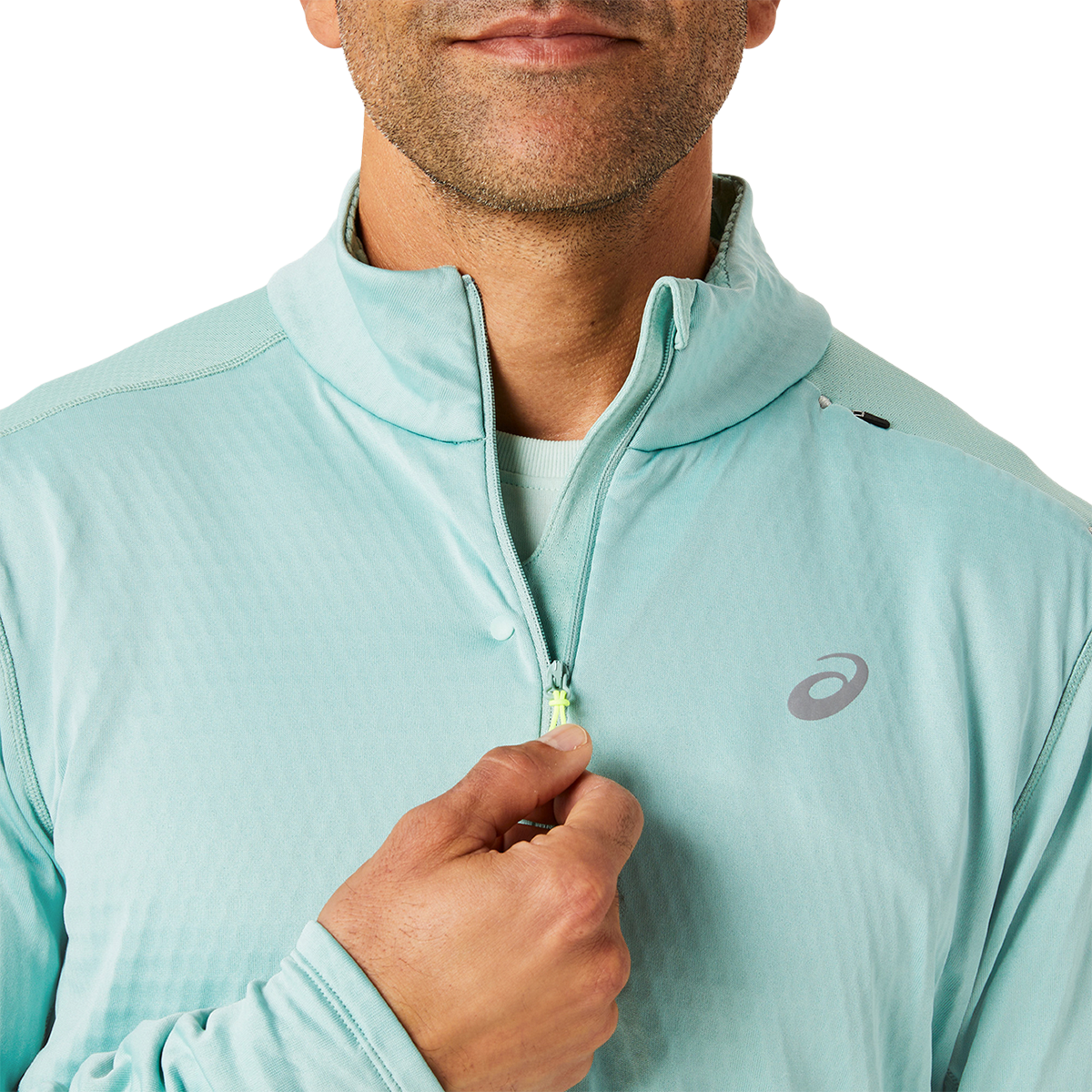 Asics Road Winter 1/2 Zip Mid Layer — Light Celadon — Size Small — Top View