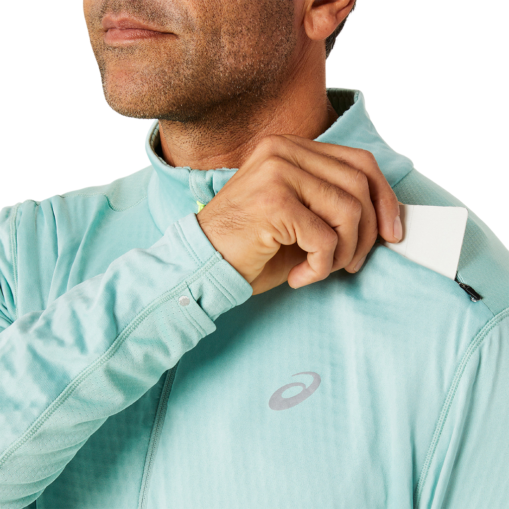 Asics Road Winter 1/2 Zip Mid Layer — Light Celadon — Size Small — Detail View