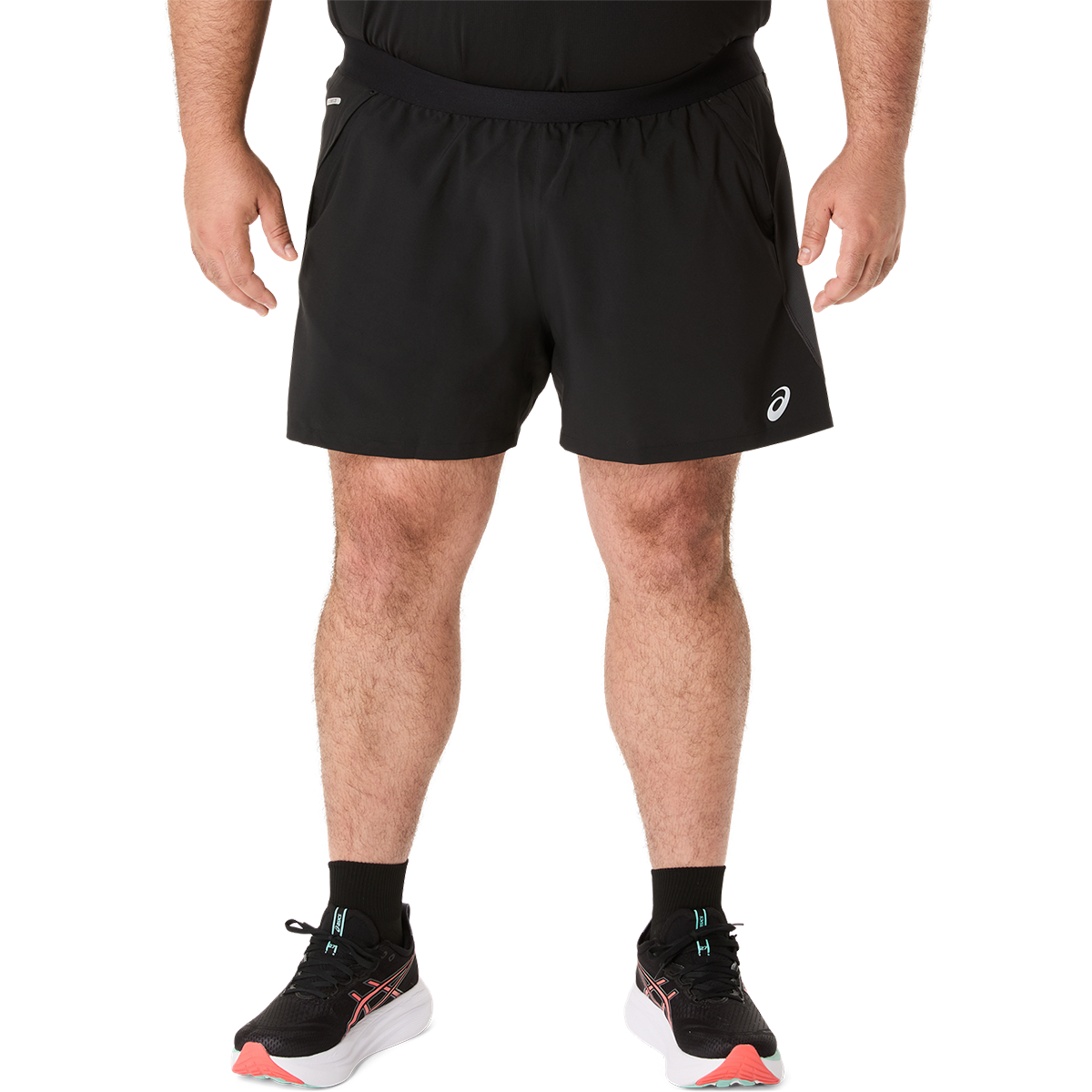 Asics Road 5in Short — Performance Black - Graphite Grey — Size Large — Detail View