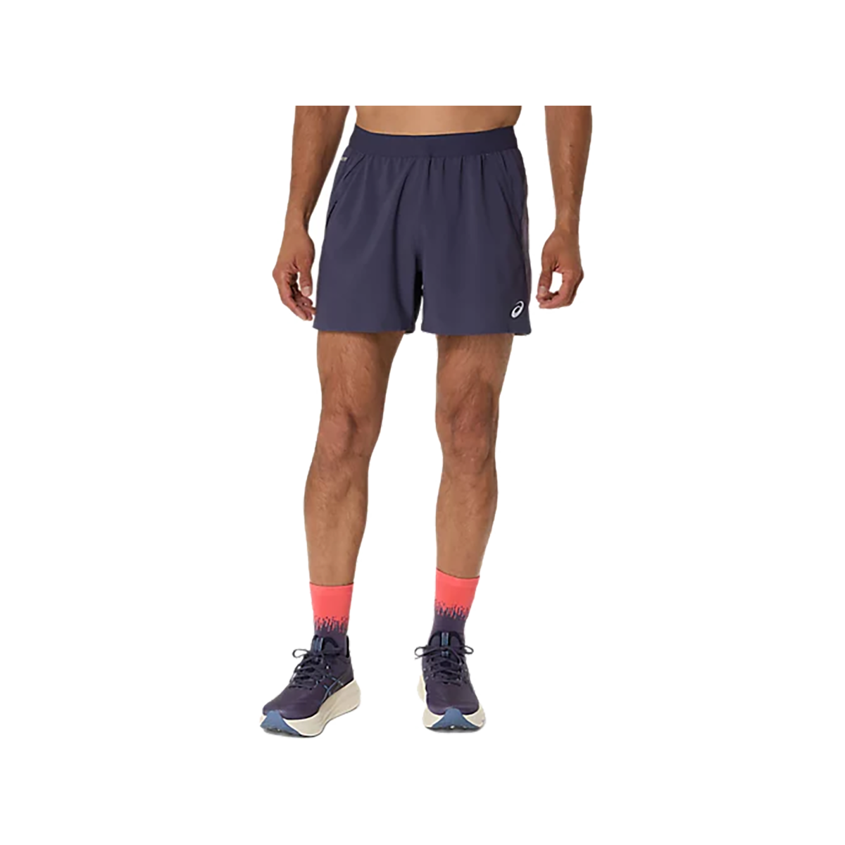 Asics Road 5in Short — Performance Black - Graphite Grey — Size Large — Front View